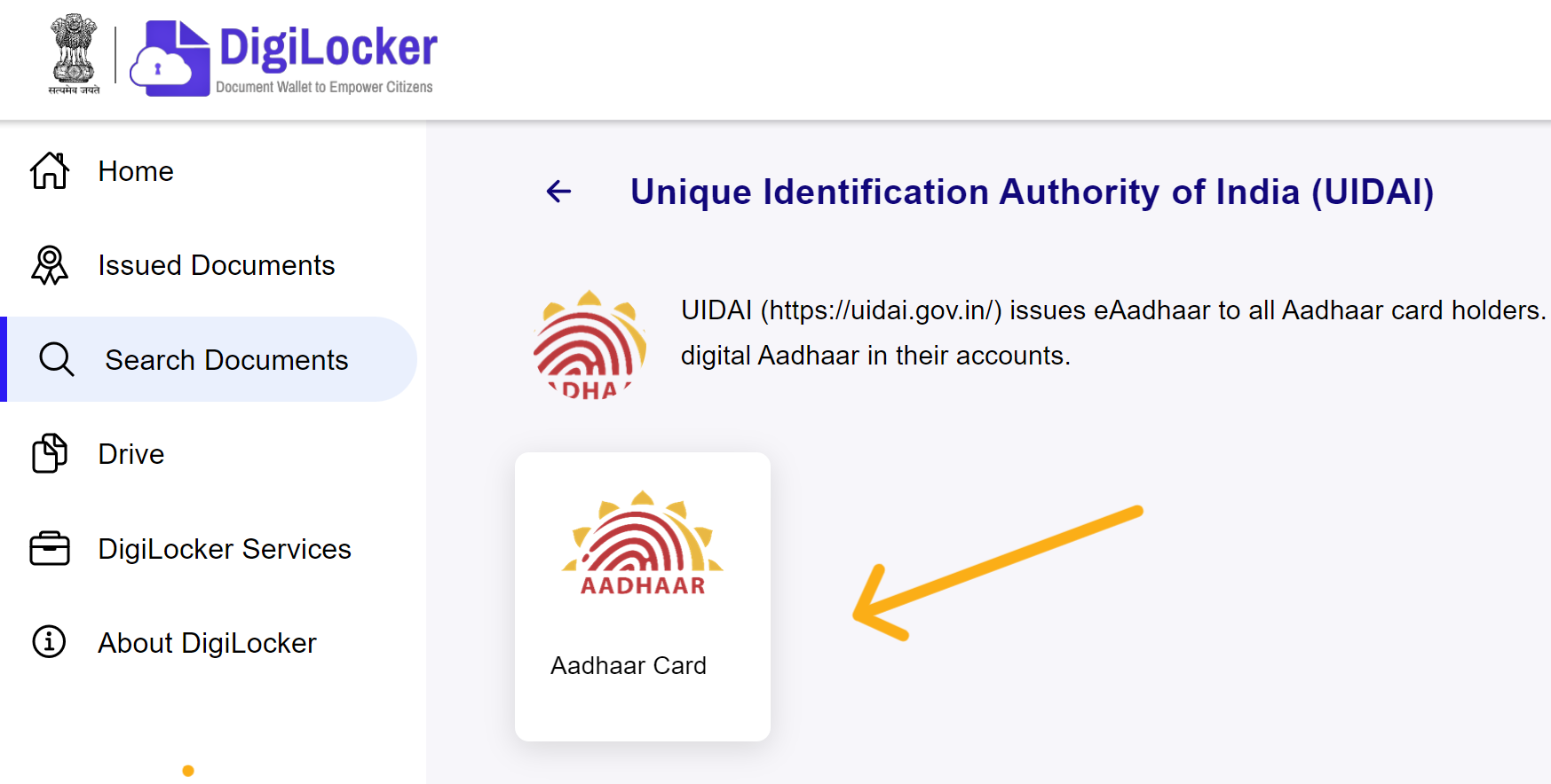 Aadhaar Card Download on DigiLocker