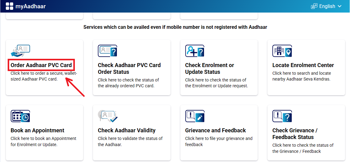 Order PVC Aadhar
